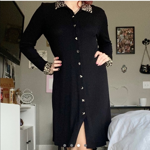 black + leopard print dress - Picture 3 of 4